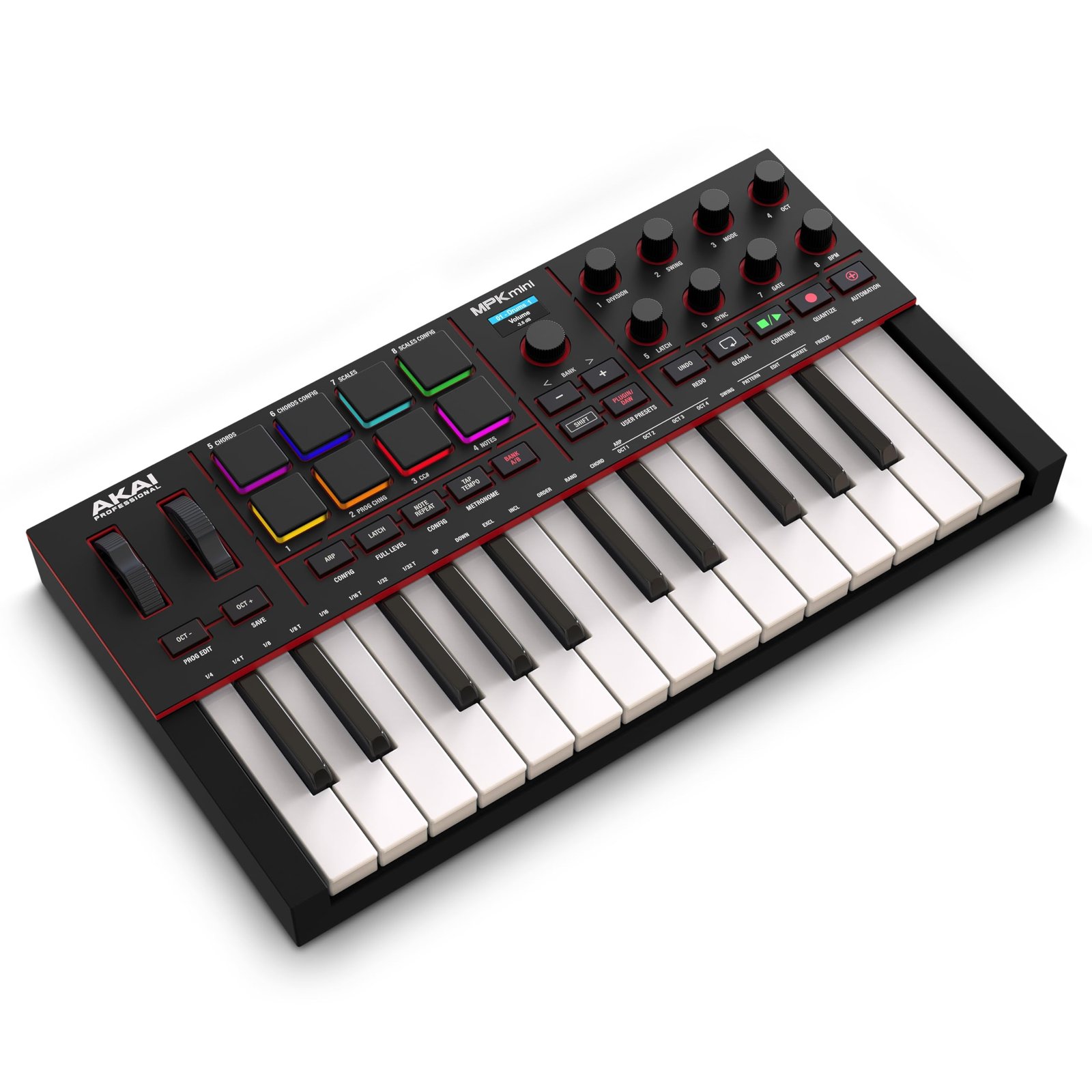 Akai Professional MPK Mini IV USB-C MIDI Keyboard Controller for Beginners and Producers - MPC Drum Pads, 360° Knobs, Pitch and Mod Wheels, Production Software, Native Instruments Sound Package, Black MPK Mini MK4 Black